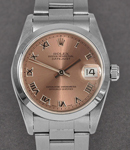 Datejust Mid Size in Steel with Smooth Bezel on Steel Oyster Bracelet with Pink Roman Dial