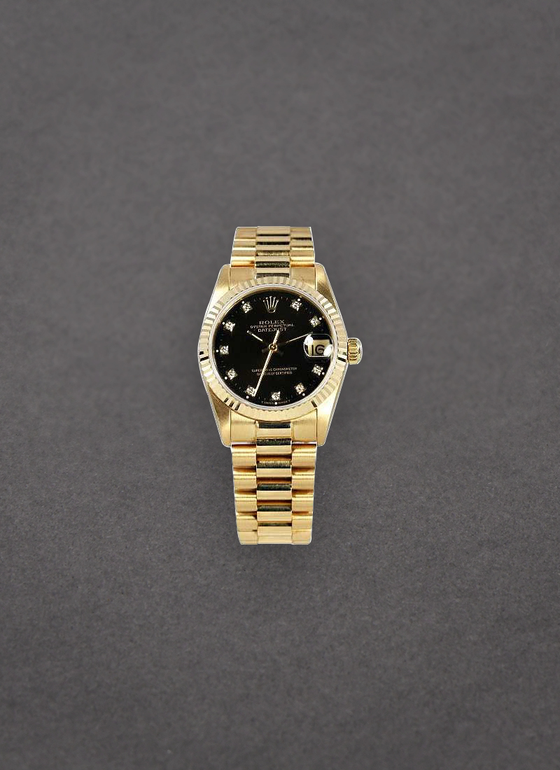 Pre-Owned Rolex Midsize 31mm President in Yellow Gold with Fluted Bezel