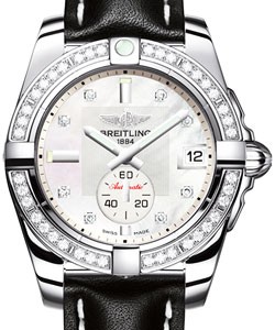 Galactic 36 Ladies' Automatic in Steel w/ Diamond Bezel On Black Leather Strap w/ Mother of Pearl Dial