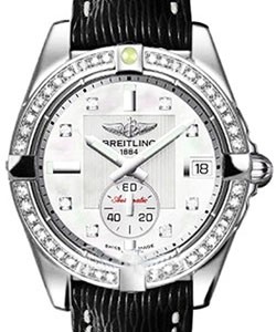 Galactic 36 Ladies' Automatic in Steel w/ Diamond Bezel On Black Shahra Calfskin Leather Strap - Mother of Pearl Dial