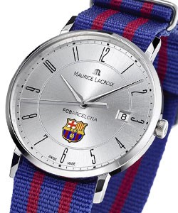 FC Barcelona Eliros Date in Steel with Silver Dial on Steel Milanaise Bracelet and Nato Strap