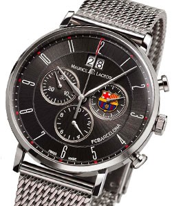 FC Barcelona Eliros Chronograph in Steel with Black Dial on Steel Milanaise Bracelet and Nato Strap