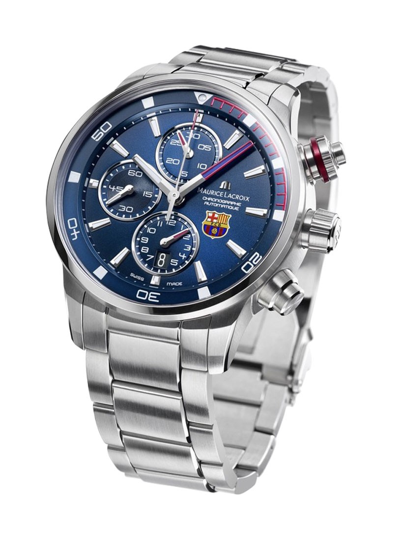 Pontos S FC Barcelona Official Special Edition in Steel on Steel Bracelet with Blue Sun Brushed Dial PT6008 SS002 431