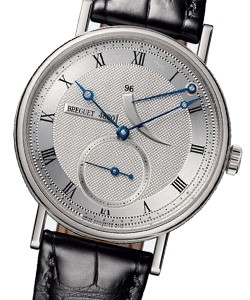 Classique Power Reserve 38mm in White Gold on Black Leather Strap with Silver Dial