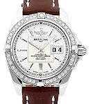 Galactic 41 Mens Automatic in Steel with Diamond Bezel On Brown Calfskin Leather Strap with Silver Dial
