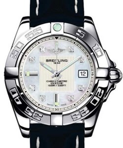 Galactic 32 Ladies' Quartz in Steel Black Leather Strap with Mother of Pearl Dial