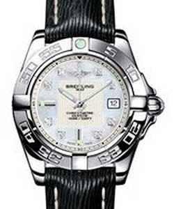 Galactic 32 Ladies' Quartz in Steel Black Sahara Leather Strap with Mother of Pearl Dial