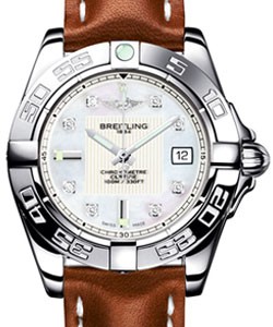 Galactic 32 Ladies' Quartz in Steel Brown Leather Strap with Mother of Pearl Dial