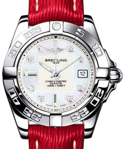 Galactic 32 Ladies' Quartz in Steel Red Calfskin Leather Strap with Mother of Pearl Dial