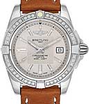 Galactic 32 Ladies' Quartz in Steel with Diamond Bezel on Brown Calfskin Leather Strap with Cream Dial