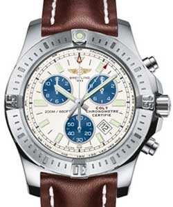 Colt Chronograph in Steel on Brown Leather Strap with Silver Dial