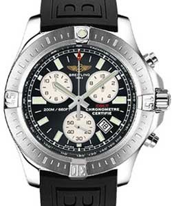 Colt Chronograph in Steel on Black Diver Pro III Rubber Strap with Black Dial