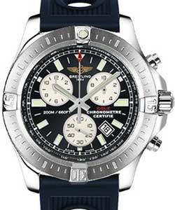 Colt Chronograph in Steel on Blue Ocean Rubber Strap with Black Dial