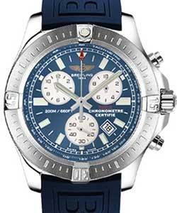 Colt Chronograph Quartz in Steel on Blue Rubber Strap with Blue Dial