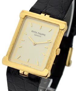 3775J Vintage Patek  Yellow Gold on Strap - Silver and Gold Dial