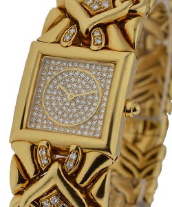 Bvlgari Square Bangle in Yellow Gold on Yellow Gold Diamond Bracelet with Diamond Pave Dial
