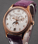 Complications  38mm Automatic in Rose Gold with Diamond Bezel On Red Alligator Leather Strap with Silver Dial