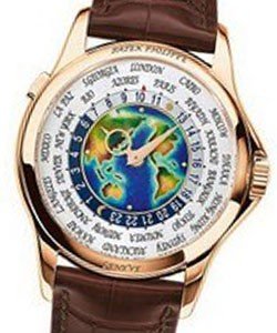 World Time Ref 5131R-001 New Version in Rose Gold on Brown Leather Strap with Enamel Dial