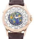 World Time Ref 5131R-001 New Version in Rose Gold on Brown Leather Strap with Enamel Dial