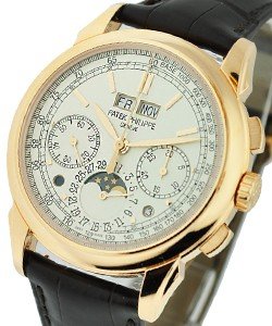 Perpetual Calendar Ref 5270R-001 Chronograph in Rose Gold on Brown Crocodile Leather Strap with Silver Dial