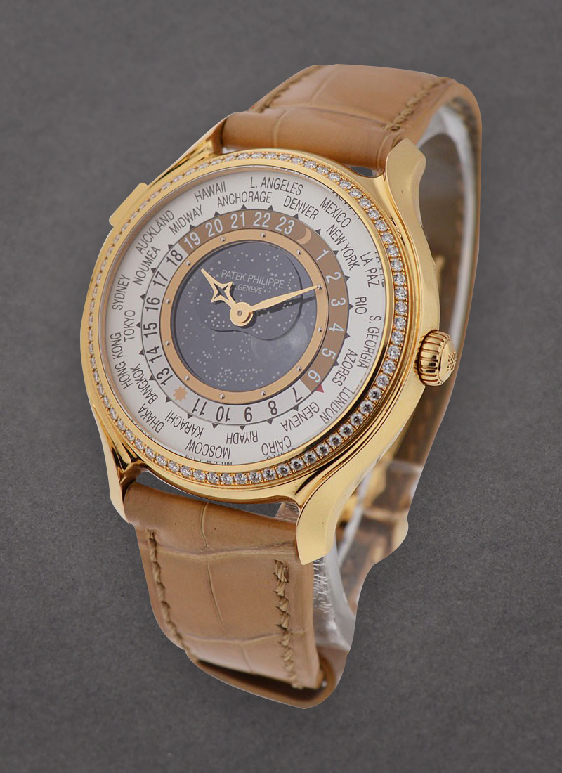 Complications Ladies 175th Anniversary Edition World Time Rose Gold On Tan Crocodile Strap with White Dial 7175R 001