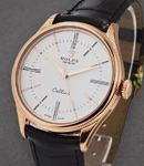 Cellini Time in Everose Gold On Brown Crocodile Leather Strap with White Dial