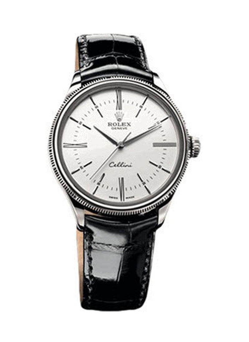 Rolex Unworn Cellini Time in White Gold with Domed and Fluted Double Bezel