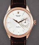 Cellini Date Automatic in Rose Gold on Strap with Silver Guilloche Dial