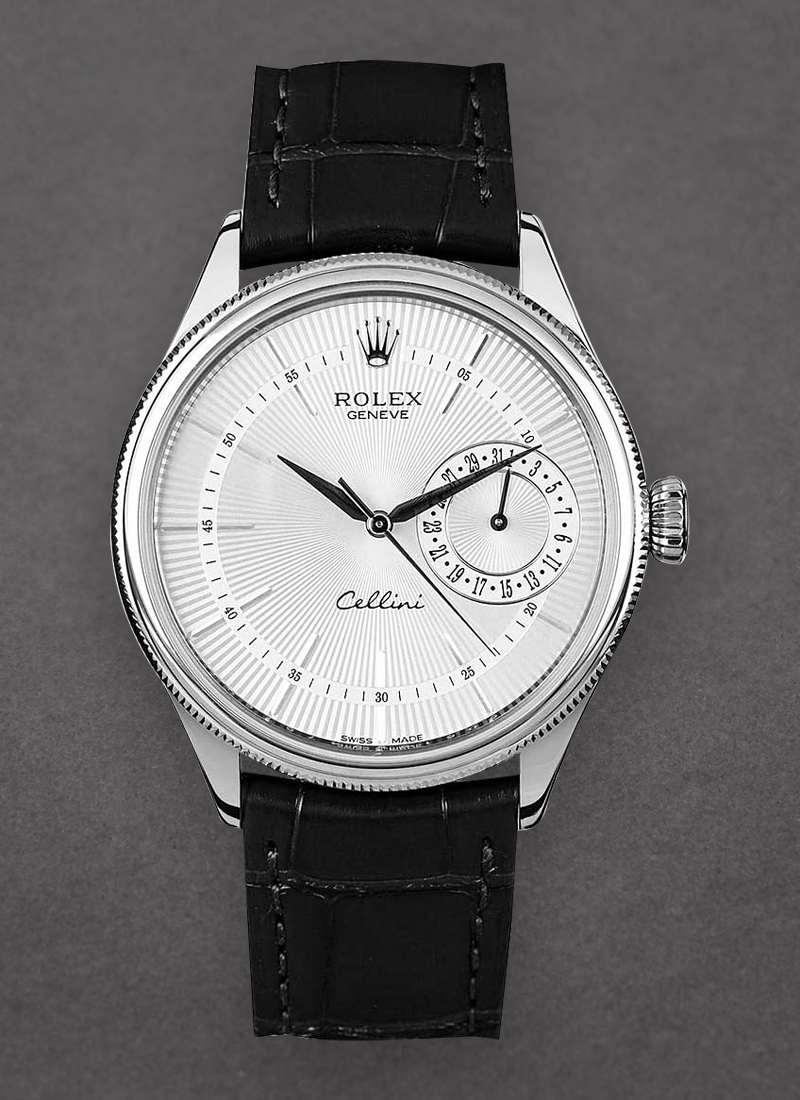 Rolex Unworn Cellini Time in White Gold with Fluted Bezel