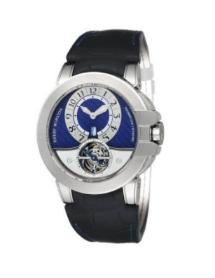 Ocean Collection Tourbillion 44mm in White Gold On Black Crocodile Leather Strap with Blue and Silver Dial