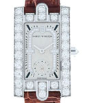 Avenue Classic Ladiies Quartz in White Gold with Diamond Bezel on Brown Crocodile Leather Strap with Silver Diamond Dial