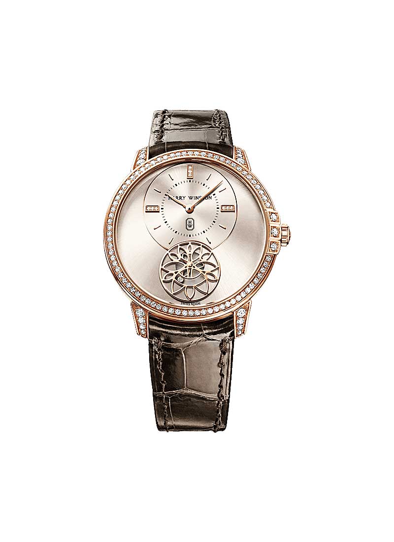 Harry Winston Midnight Second Mens 39mm Automatic in Rose Gold with Diamond Bezel
