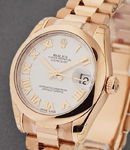 Mid Size President - Rose Gold - Smooth Bezel on Rose Gold Oyster Bracelet - White Roman Dial