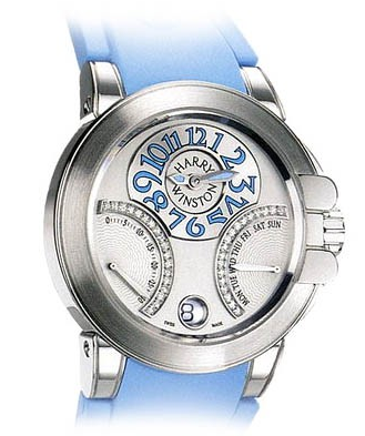 Ocean Biretro 36mm Automatic in White Gold On Blue Rubber Strap with Silver with Blue Arabic Dial