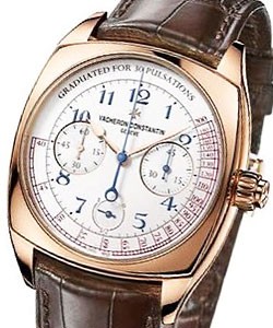 Harmony Chronograph Medium in Rose Gold  On Brown Crocodile Strap with Opaline Dial