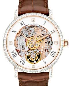 Le Brassus Carousel Repetition Minutes Manual in Rose Gold On brown Crocodile Strap with White Skeleton Roman Dial