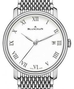 Villeret 8 Days Mens 42mm Automatic in White Gold On White Gold mesh Bracelet with White Roman Dial