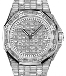 Royal Oak Offshore Ladies 37mm Quartz in White Gold with Diamonds On White Gold Diamond Bracelet with Pave Diamond Dial