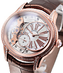 Millenary Ladies Hand Wound in Rose Gold with Diamond Bezel On Brown Alligator Strap with Mother of Pearl Dial