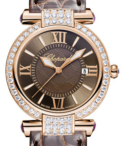 Imperiale Ladies 28mm in Rose Gold with Diamonds Bezel On Brown Alligator Leather Strap with Brown Dial
