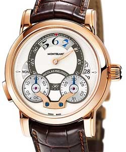 Nicolas Rieussec Rising Hours Chronograph in Rose Gold On Brown Crocodile Leather Strap with Silver Dial