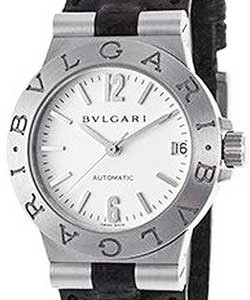 Diagono Professional Scuba Mens 29mm Automatic in Steel ON Black Leather Strap with White Dial