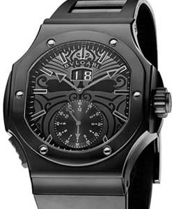 Endurer CHronosprint Mens 56mm Automatic in Black DLC Steel On Black Rubber Strap with Black Textured Dial