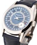 Calatrava Ref 6000G-012 Calendar in White Gold on Blue Leather Strap with Blue Dial