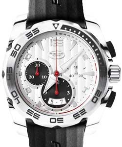 Pershing 005 Mens 45mm Automatic in Steel On Black Rubber Strap with Silver Dial and Black Subdials