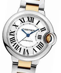 Ballon Bleu 33mm in Steel on Steel and Yellow Gold Bracelet with Silver Dial