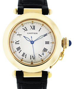 Pasha Mens 38mm Automatic in Yellow Gold On Black Crocodile Strap with Silver Guilloche Roman Dial
