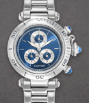 Pasha Mens 36mm Automatic Chronograph in Steel On Steel Bracelet with Blue Index Dial