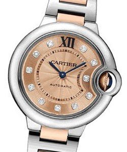 Ballon Bleu Ladies 33mm Automatic in 2-Tone On Rose Gold and Steel Bracelet with Rose Gold Flinque Diamond Dial