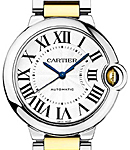 Ballon Bleu Ladies in Steel On Steel and Yellow Gold Bracelet with Silver Roman Dial